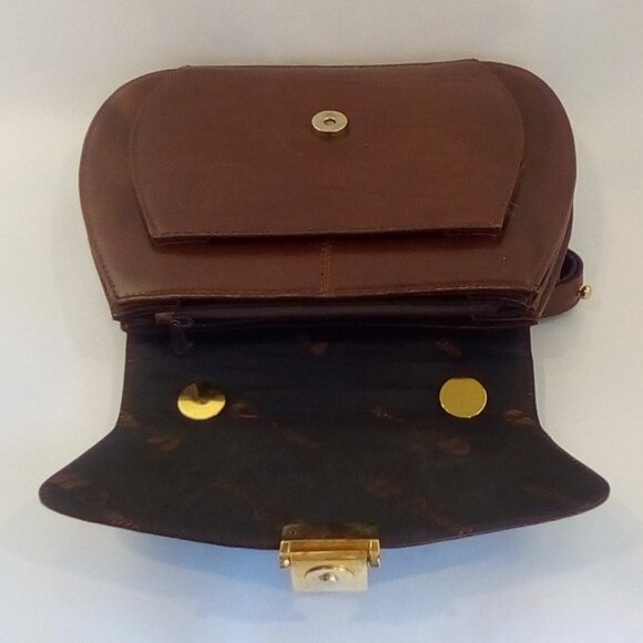 1990s D Collection Vintage Brown Leather Shoulder Bag - Pre Owned - Picture 5 of 6